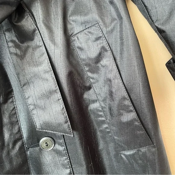British Mist Vintage Black Rain Trench Coat Size 10 - Picture 8 of 12